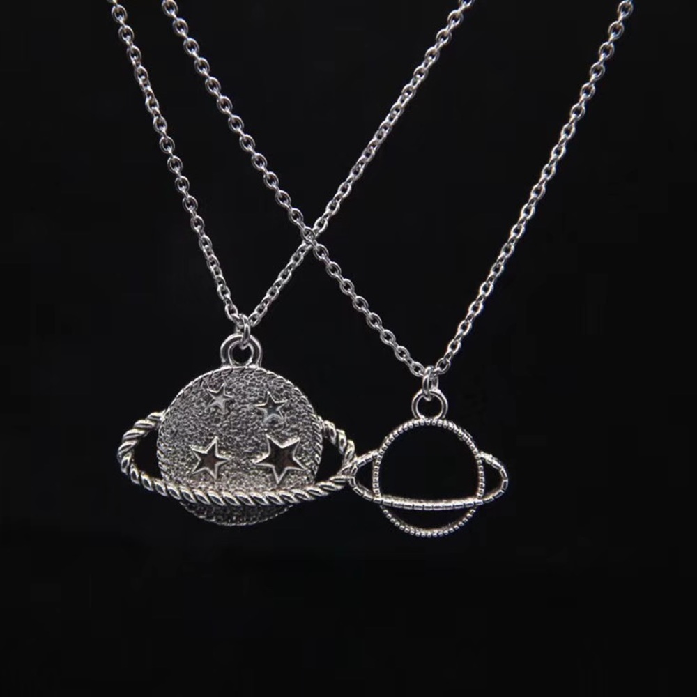 Silver Saturn necklace